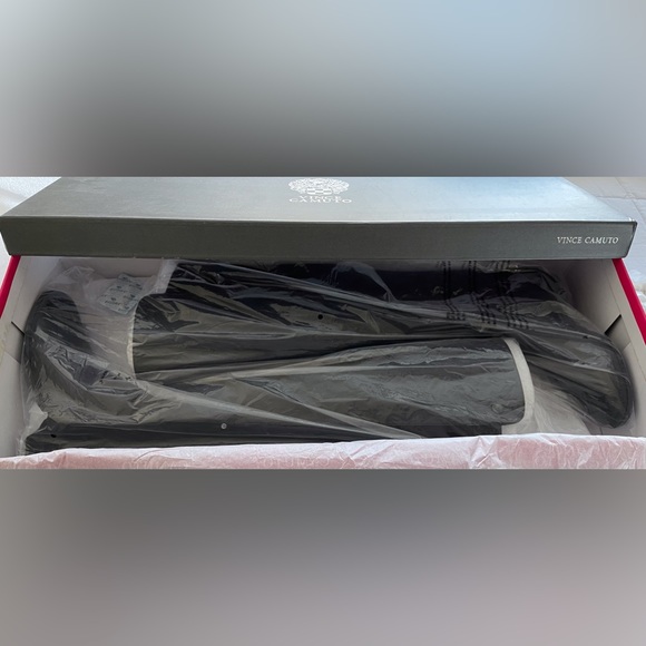 Vince Camuto knee high black leather & suede boots - Picture 8 of 9